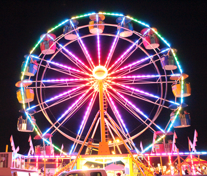 ferris wheel with colorful LED light system
